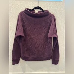 Anthropologie Postmark textured boatneck purple plum, long-sleeve sweater